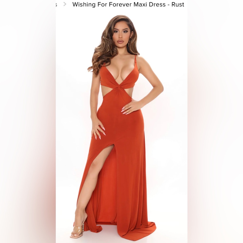 Fashion Nova - Wishing For Forever Maxi Dress - Medium - Rust